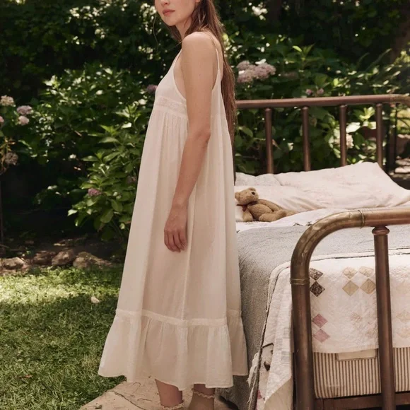 THE GREAT THE EYELET RUFFLE TANK NIGHT DRESS, 1 - Picture 4 of 13